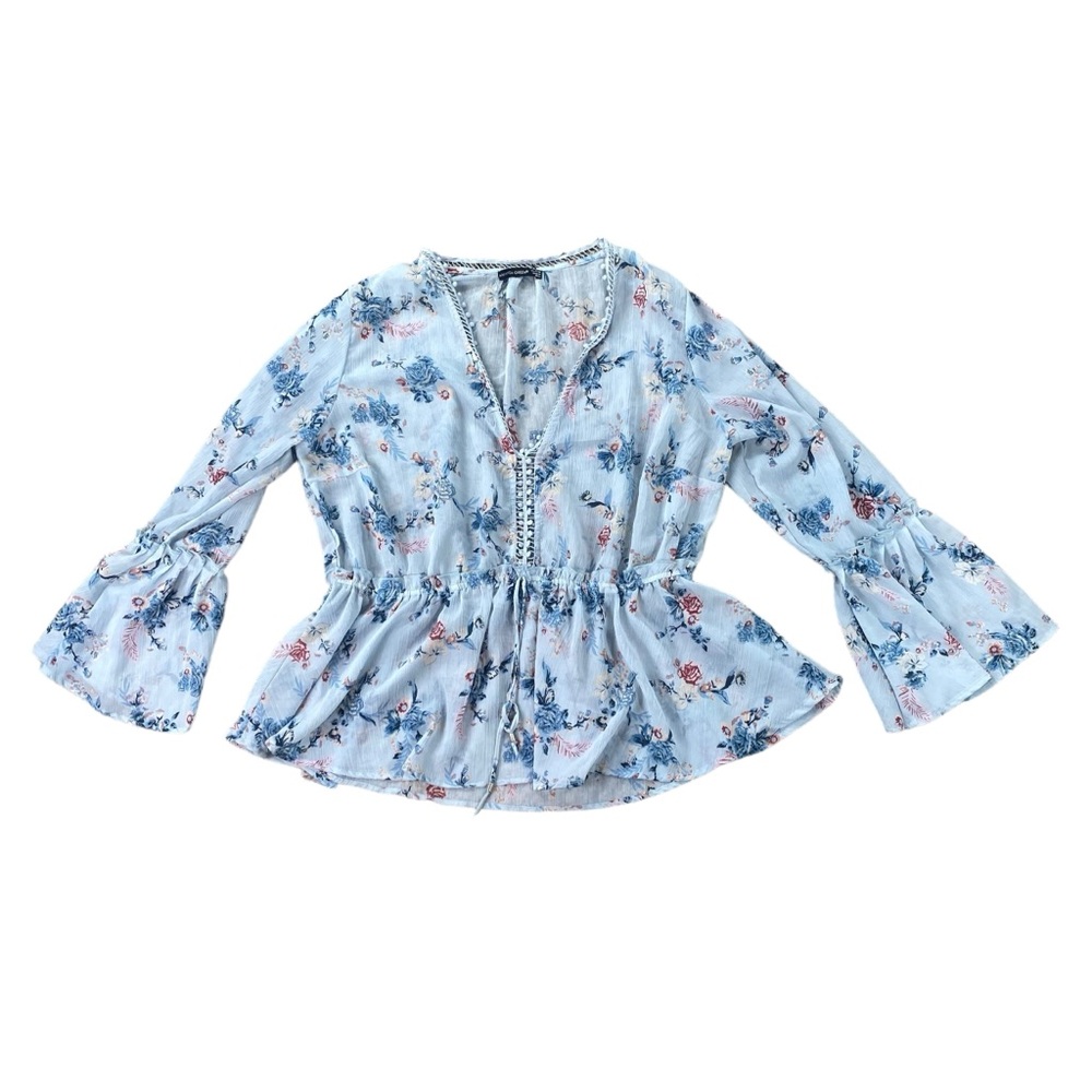 Woman’s Amanda Green floral semi sheer peasant top size XXL